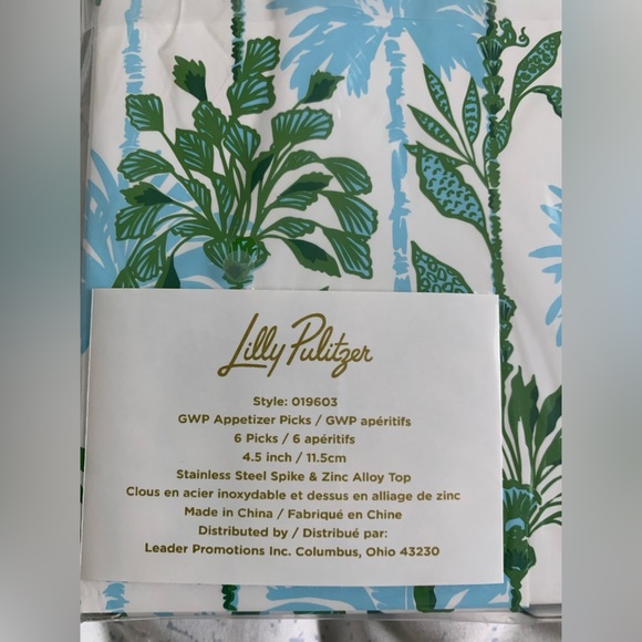 Lilly Pulitzer Gold Appetizer Picks NWT - Picture 2 of 2